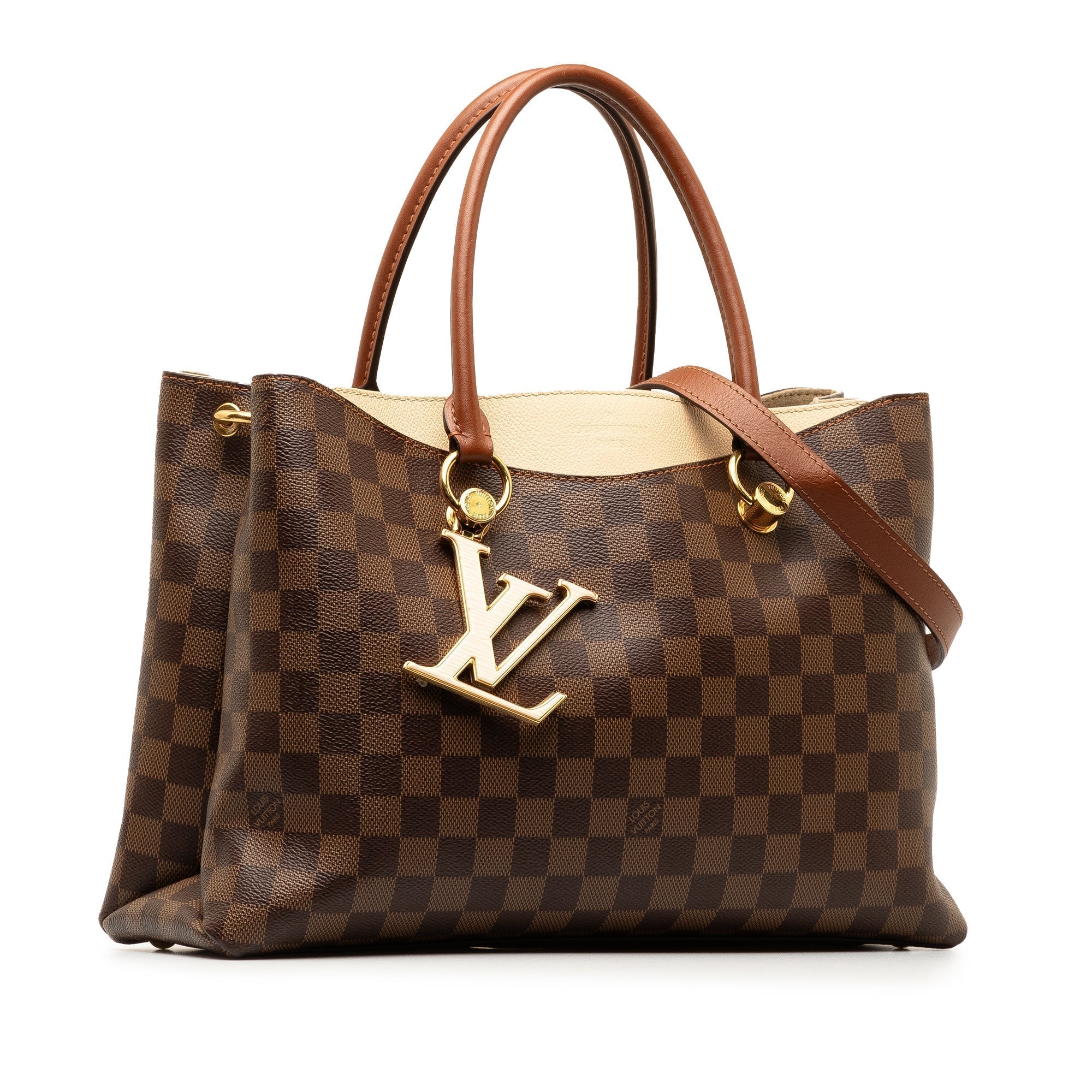 Brown LV Damier Ebene Riverside Satchel