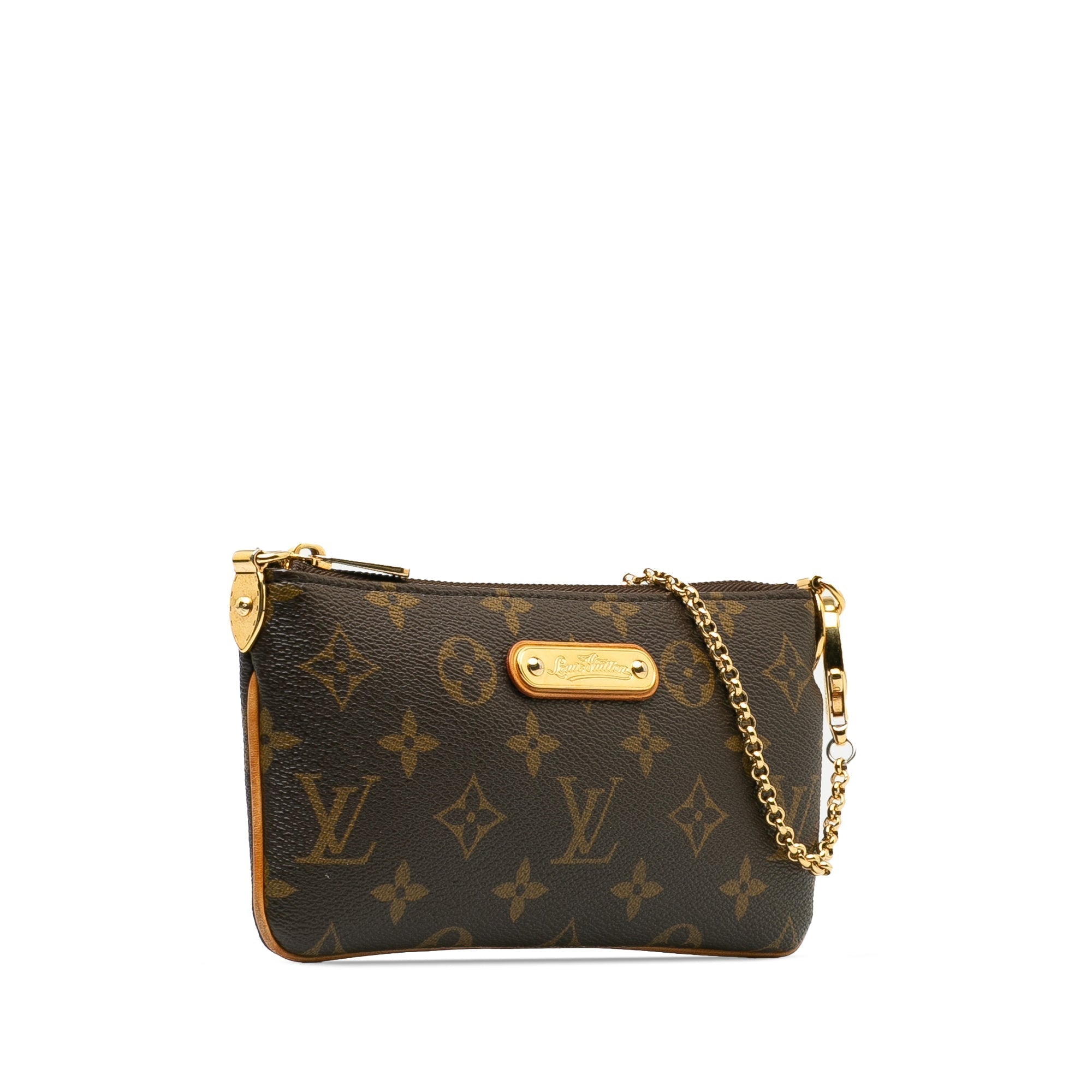 Brown LV Monogram Pochette Milla MM Shoulder Bag