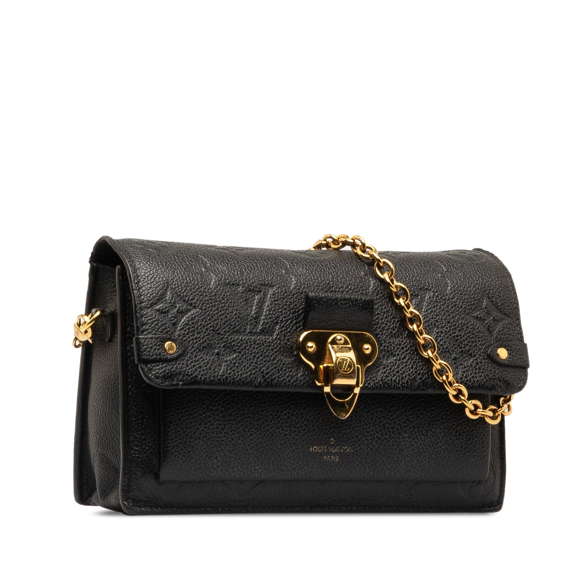 Black LV Monogram Empreinte Vavin Wallet on Chain Crossbody Bag