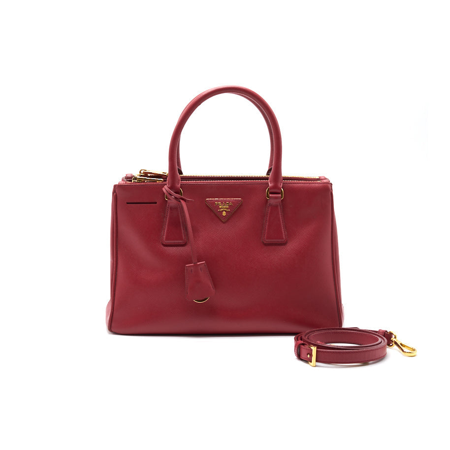 PRD Fuoco Saffiano Lux Leather Medium Double Zip Tote