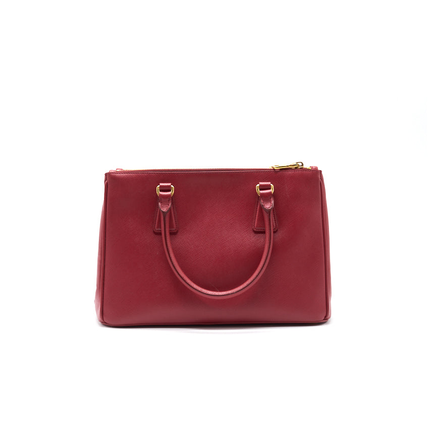 PRD Fuoco Saffiano Lux Leather Medium Double Zip Tote