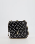 *COLLECTORS ITEM* CH Black Acrylic Crossbody Box Bag with Crystal with Pearl Embellishment and Champagne Gold Hardware
