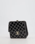 *COLLECTORS ITEM* CH Black Acrylic Crossbody Box Bag with Crystal with Pearl Embellishment and Champagne Gold Hardware