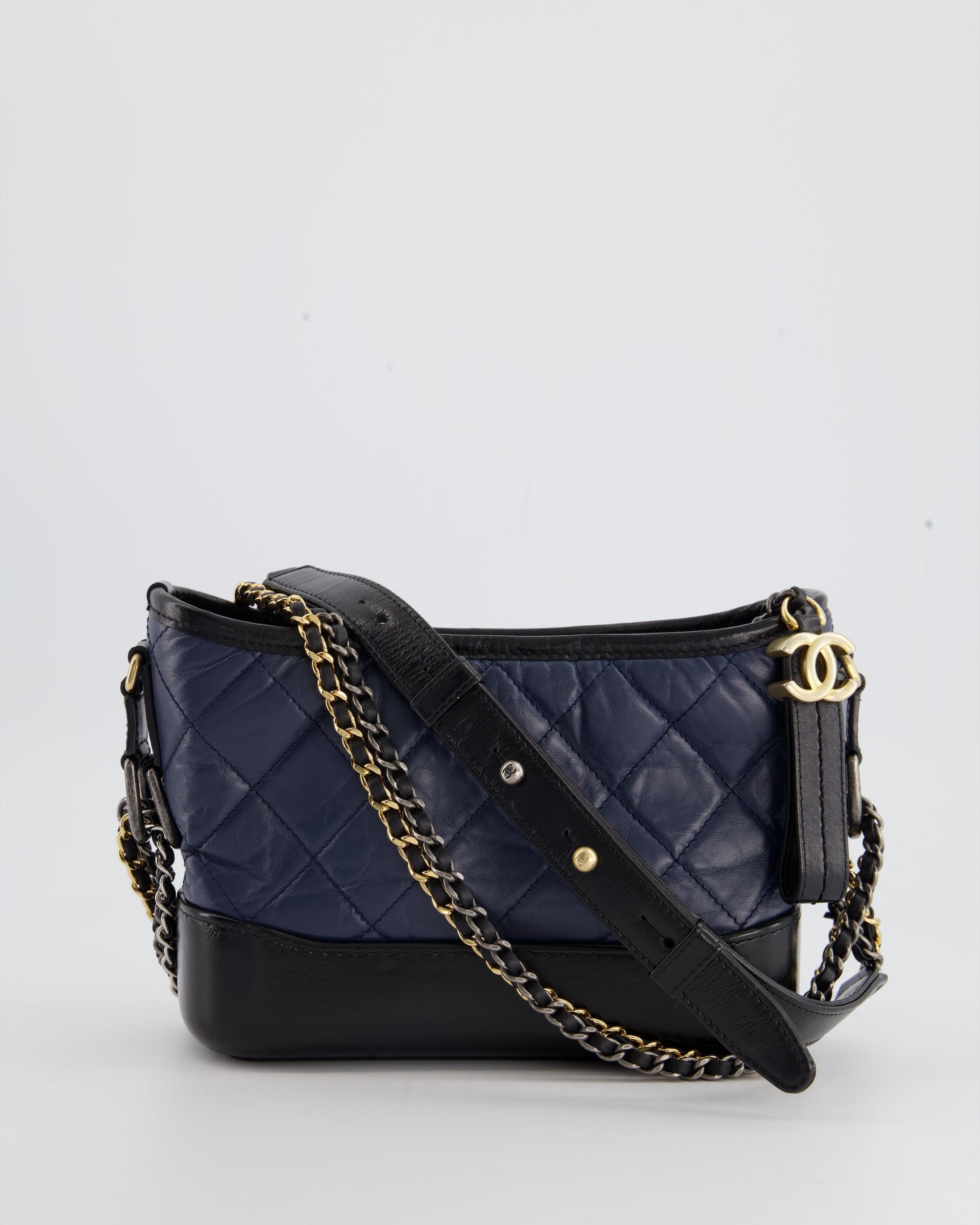 *FIRE PRICE* CH Blue &amp; Black Small Gabrielle Bag in Lambskin Leather with Mixed Hardware
