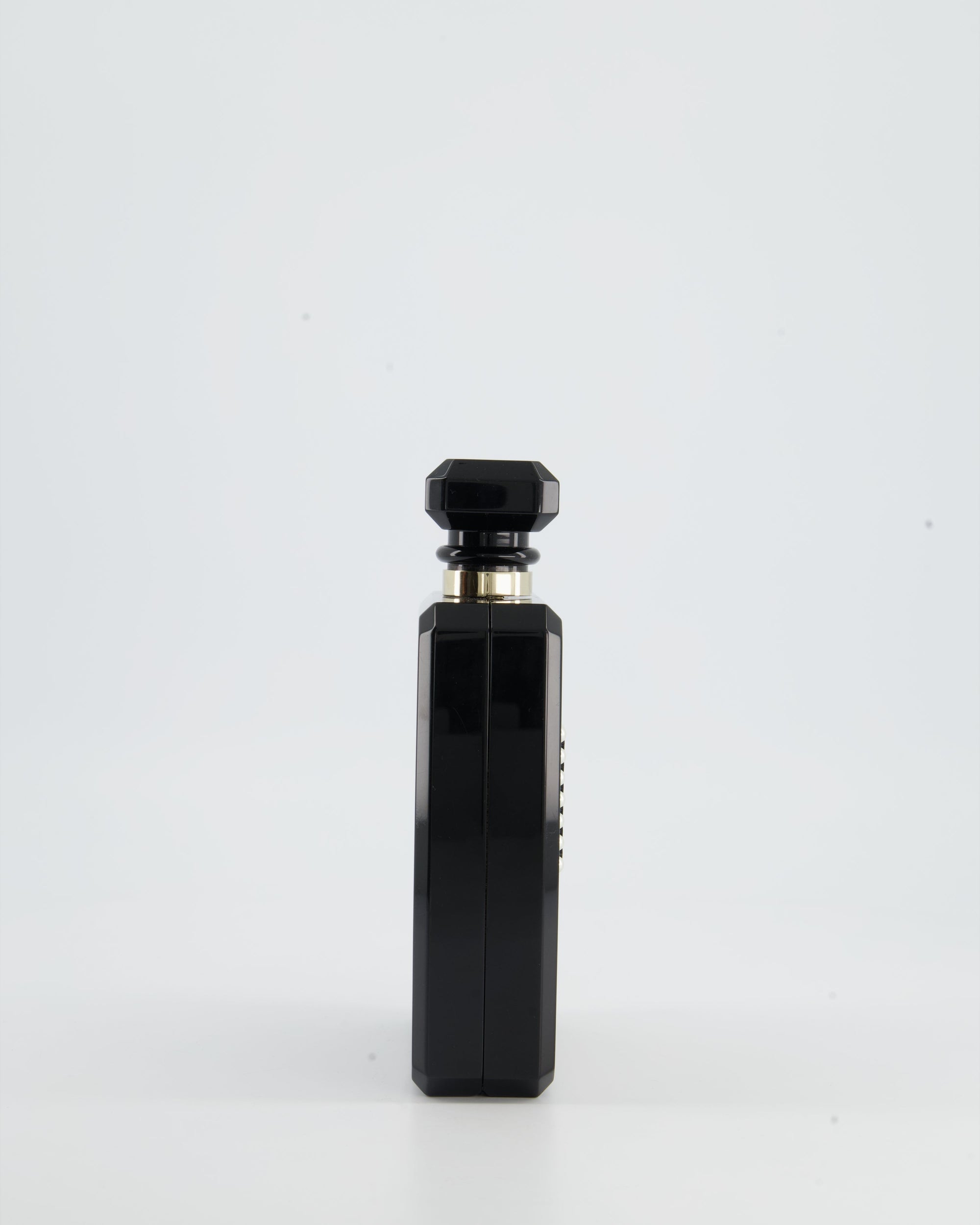 *COLLECTORS* CH Black and Glittered Gold Glittered Plexiglass Perfume Bottle with Pearl Detail