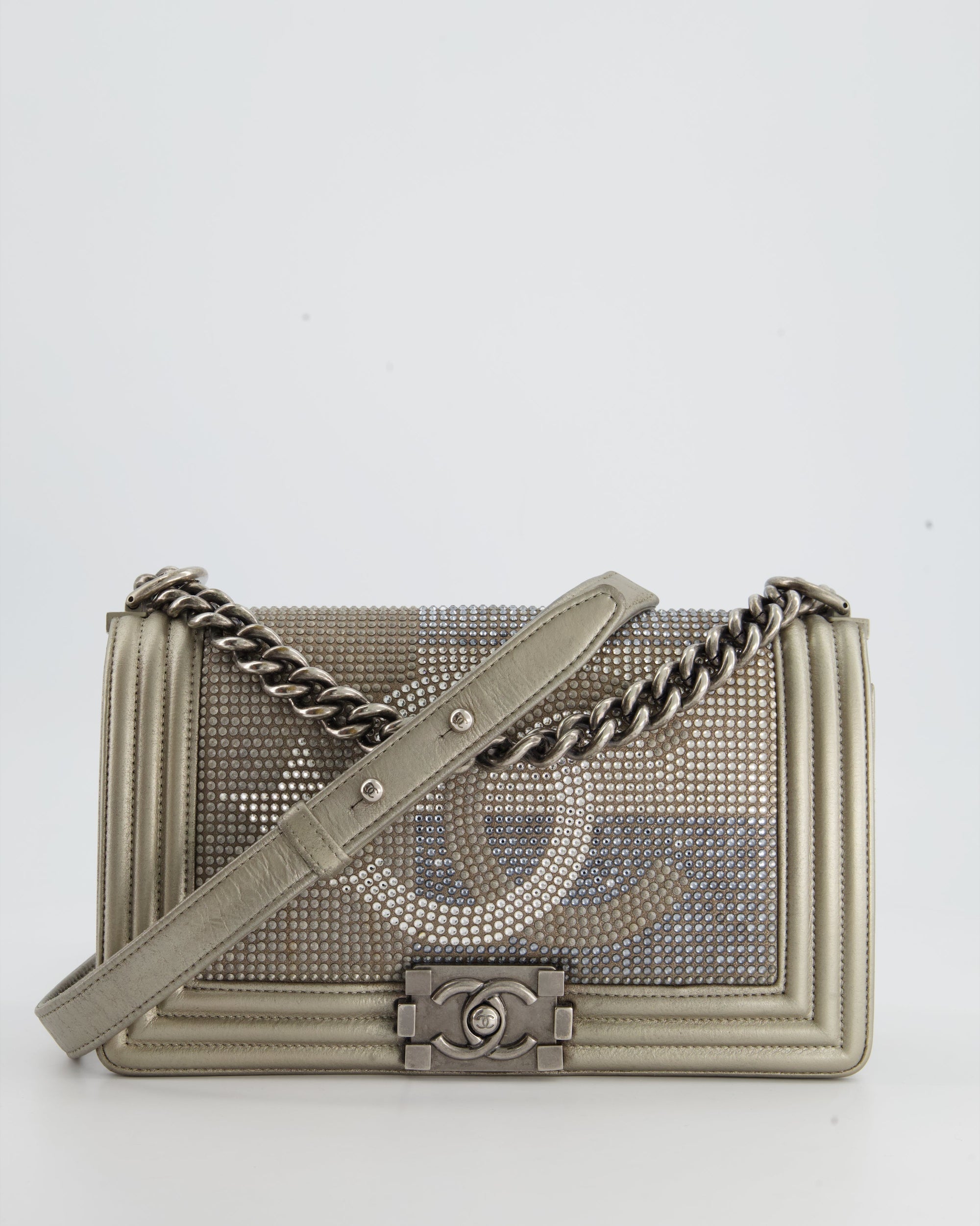 *HOT* CH Medium Boy Bag in Gold Metallic Sequin CC Star Print with Silver Hardware