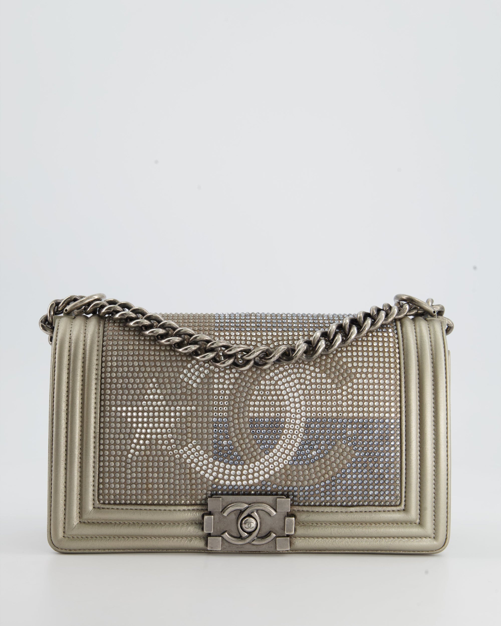 *HOT* CH Medium Boy Bag in Gold Metallic Sequin CC Star Print with Silver Hardware
