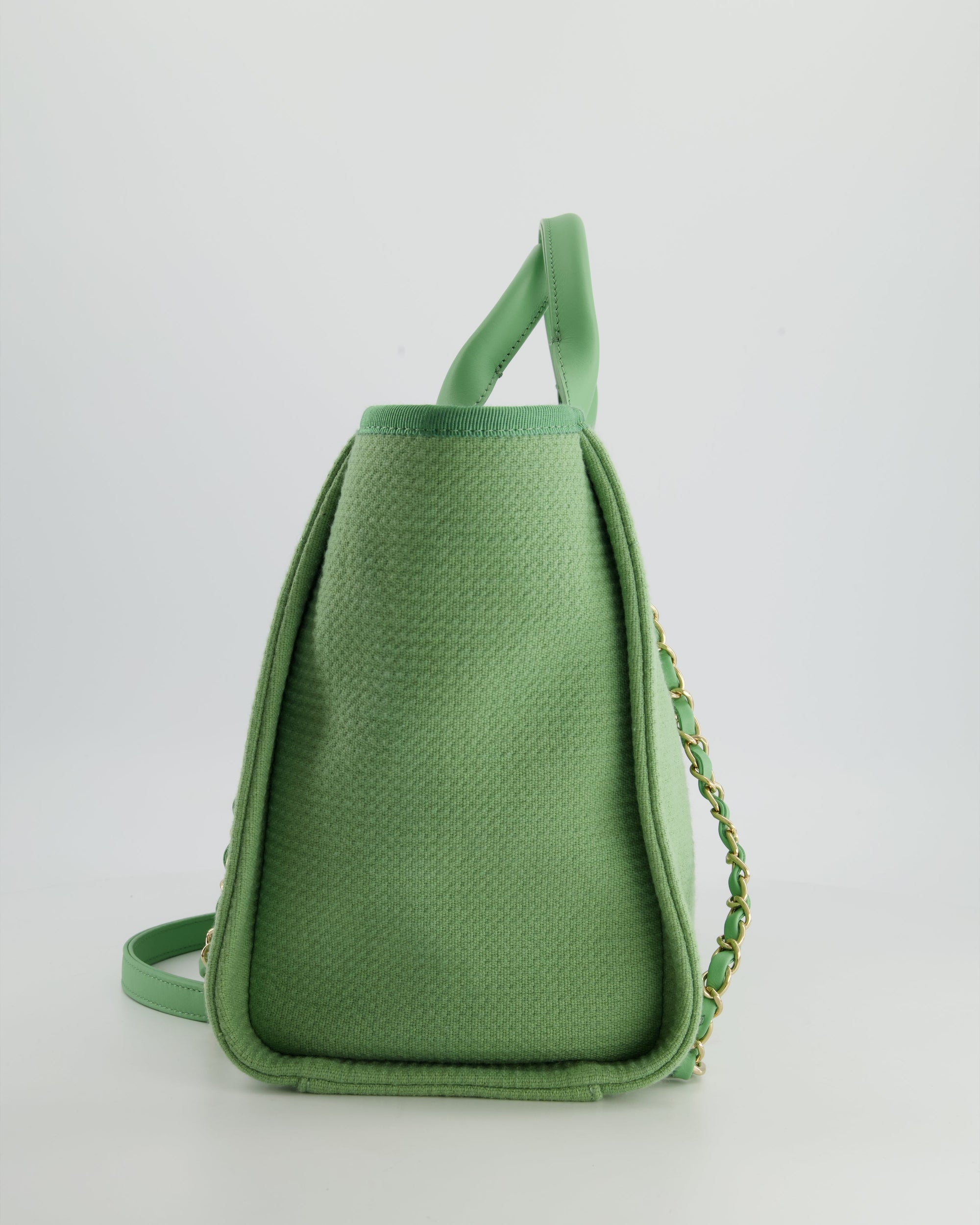 *HOT* CH Pistachio Green Canvas Small Deauville Tote Bag with Champagne Gold Hardware