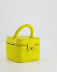 *ORIGINAL 90'S VINTAGE* CH Yellow Vintage Top Handle Vanity Bag in Lambskin Leather with 24k Gold Hardware