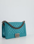 *FIR PRICE* CH Teal Blue Medium Boy Bag in Lambskin Leather with Ruthenium Hardware