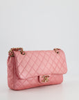 *LIMITED EDITION* CH Pink Metallic Single Flap Shoulder Bag in Lambskin Leather with Gold and Precious Stone Hardware
