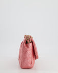 *LIMITED EDITION* CH Pink Metallic Single Flap Shoulder Bag in Lambskin Leather with Gold and Precious Stone Hardware