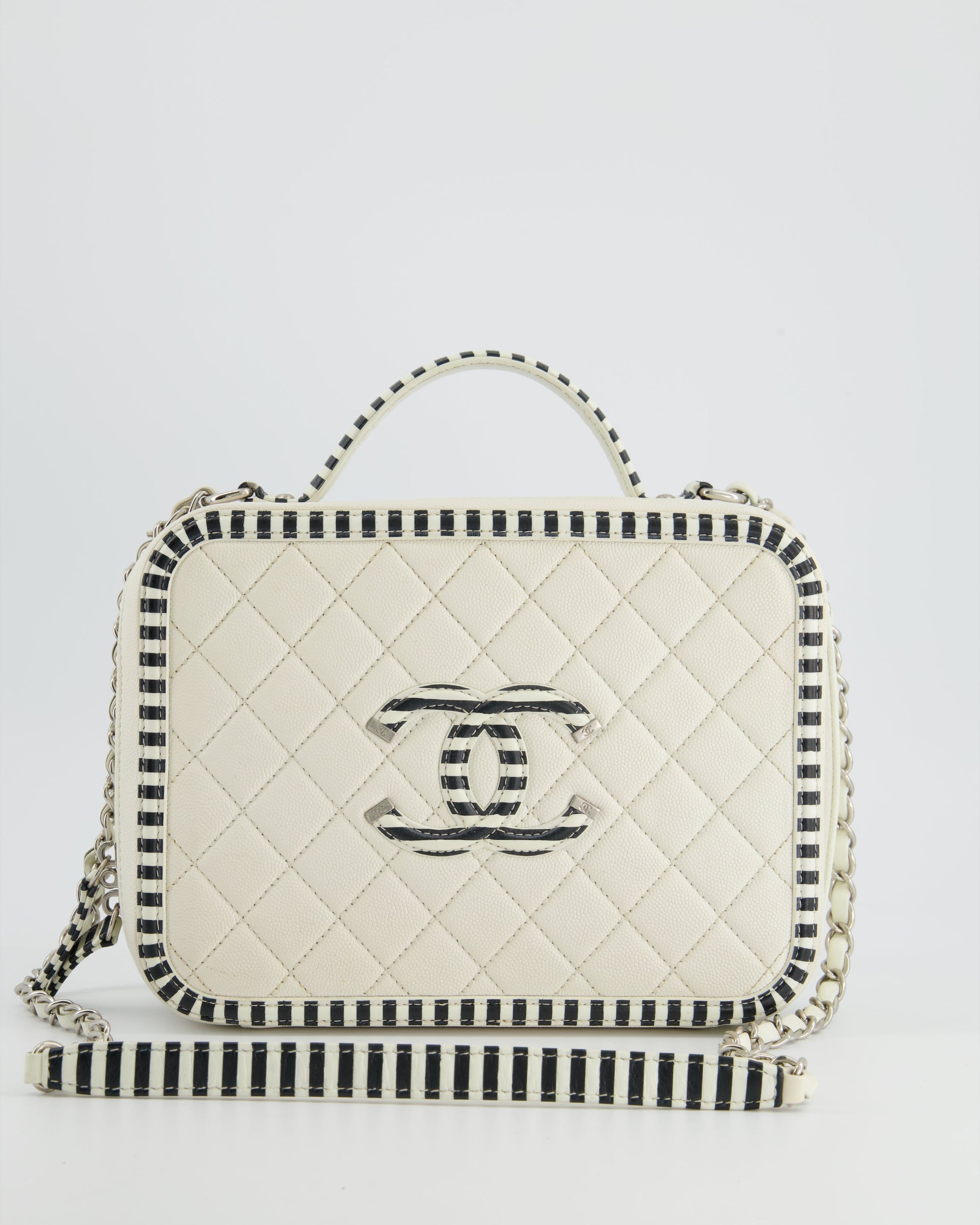 *HOT* CH White Caviar Vanity Case with Zebra Motif CC Logo and Silver Hardware
