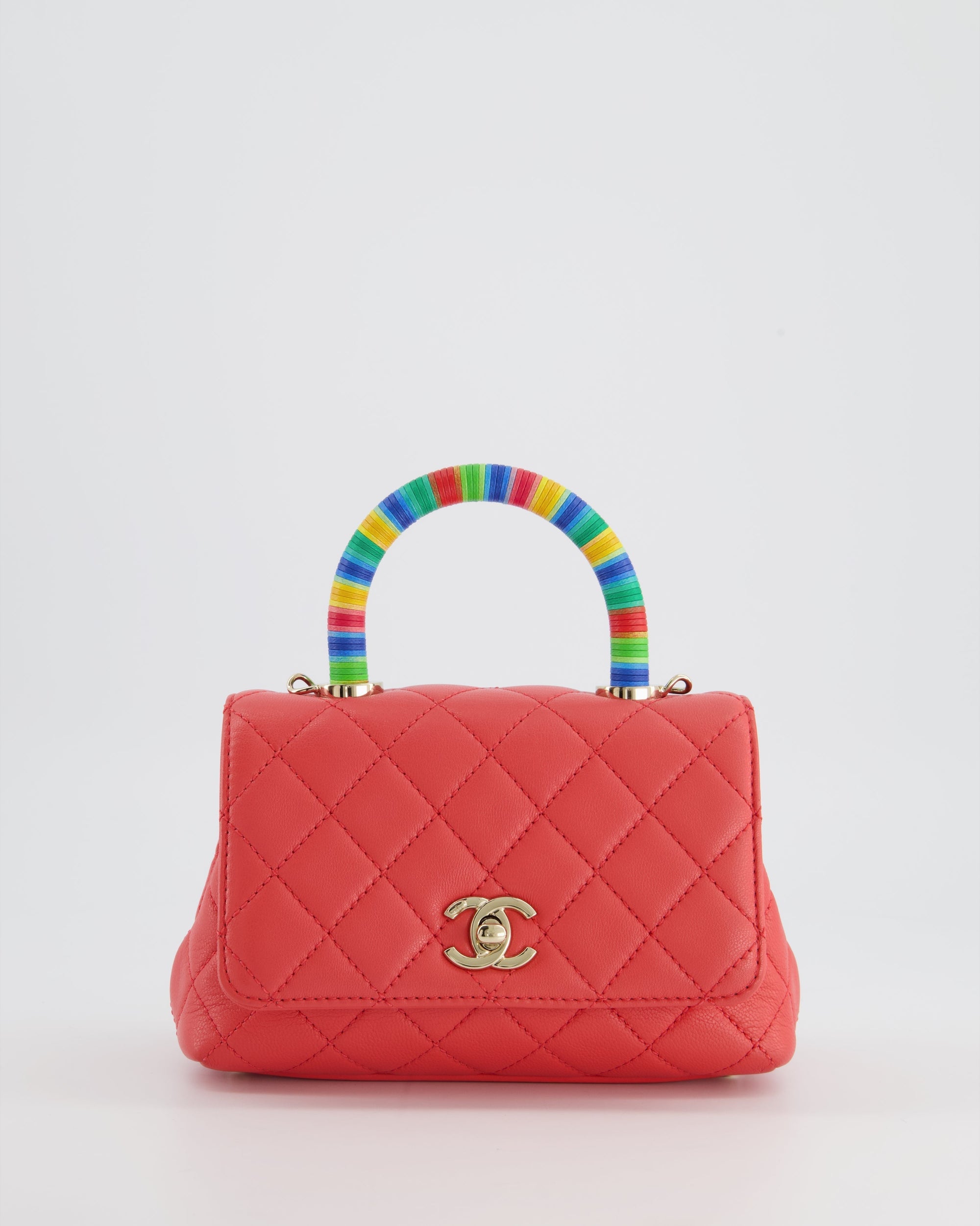 *RARE* CH Pink Extra Mini Coco Multi-Colour Handle Bag in Lambskin with Champagne Gold Hardware