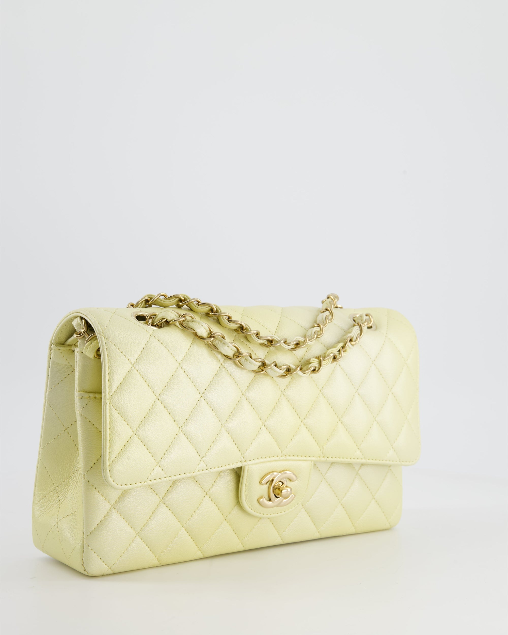 *RARE* CH Lemon Sobert Shimmer Medium Classic Double Flap Bag in Iridescent Calfskin Gold Hardware  RRP ¬£8,530