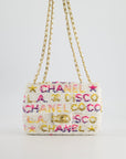 & CURRENT SEASON* CH Cruise 2024 White, Yellow, Pink and Blue Sequin Small Flap Bag with Gold Hardware