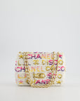 & CURRENT SEASON* CH Cruise 2024 White, Yellow, Pink and Blue Sequin Small Flap Bag with Gold Hardware