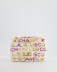 & CURRENT SEASON* CH Cruise 2024 White, Yellow, Pink and Blue Sequin Small Flap Bag with Gold Hardware