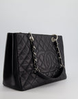 *AMAZING SHAPE* CH Black GST Grand Shopper Tote Bag in Caviar Leather with Silver Hardware