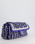 *RARE* CH Navy, Blue and Cream Crochet Flap Bag with Silver Hardware