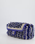 *RARE* CH Navy, Blue and Cream Crochet Flap Bag with Silver Hardware