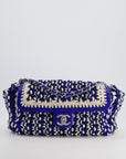 *RARE* CH Navy, Blue and Cream Crochet Flap Bag with Silver Hardware