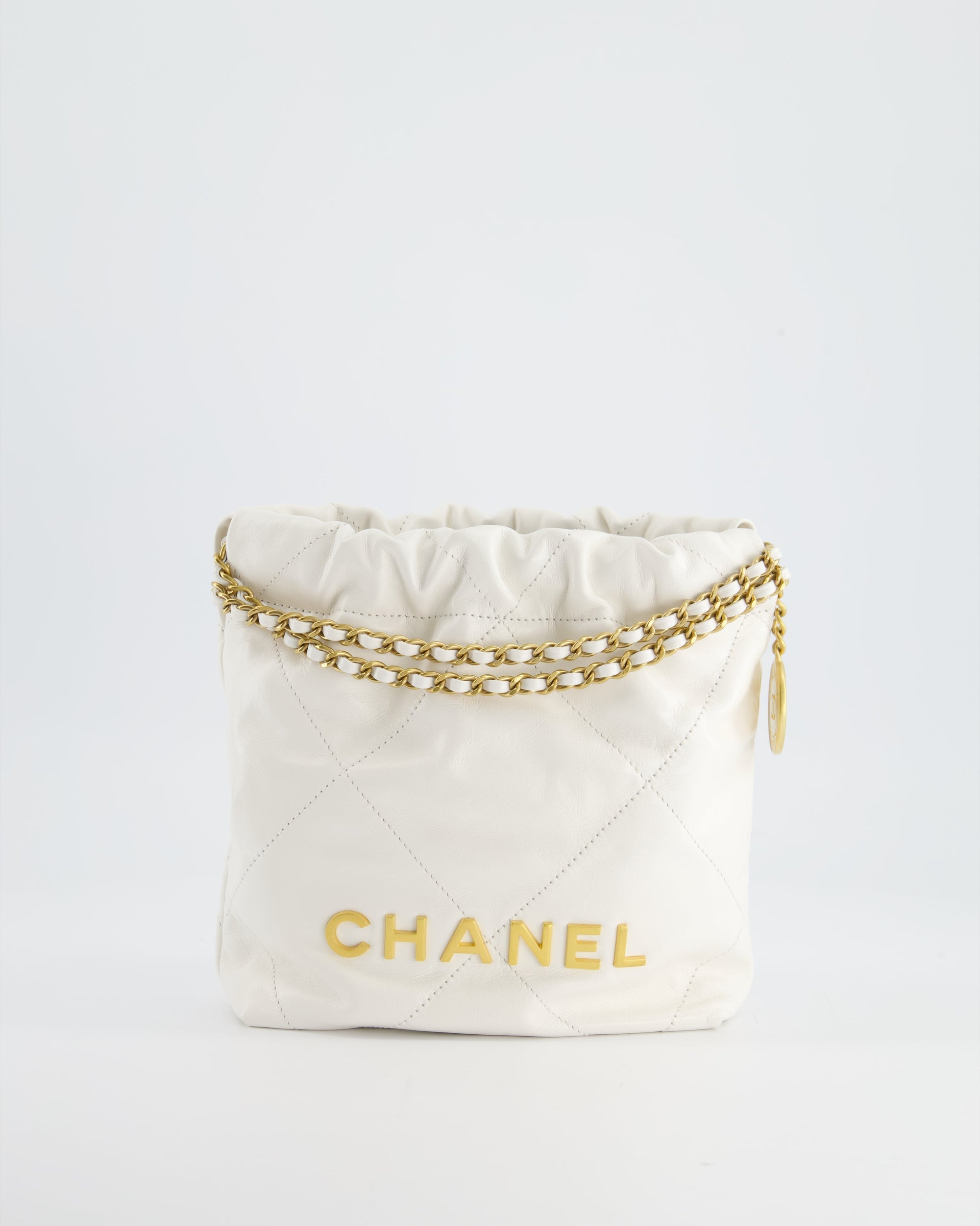 *HOT* CH Mini 22 Bag in White Calfskin with Gold Hardware