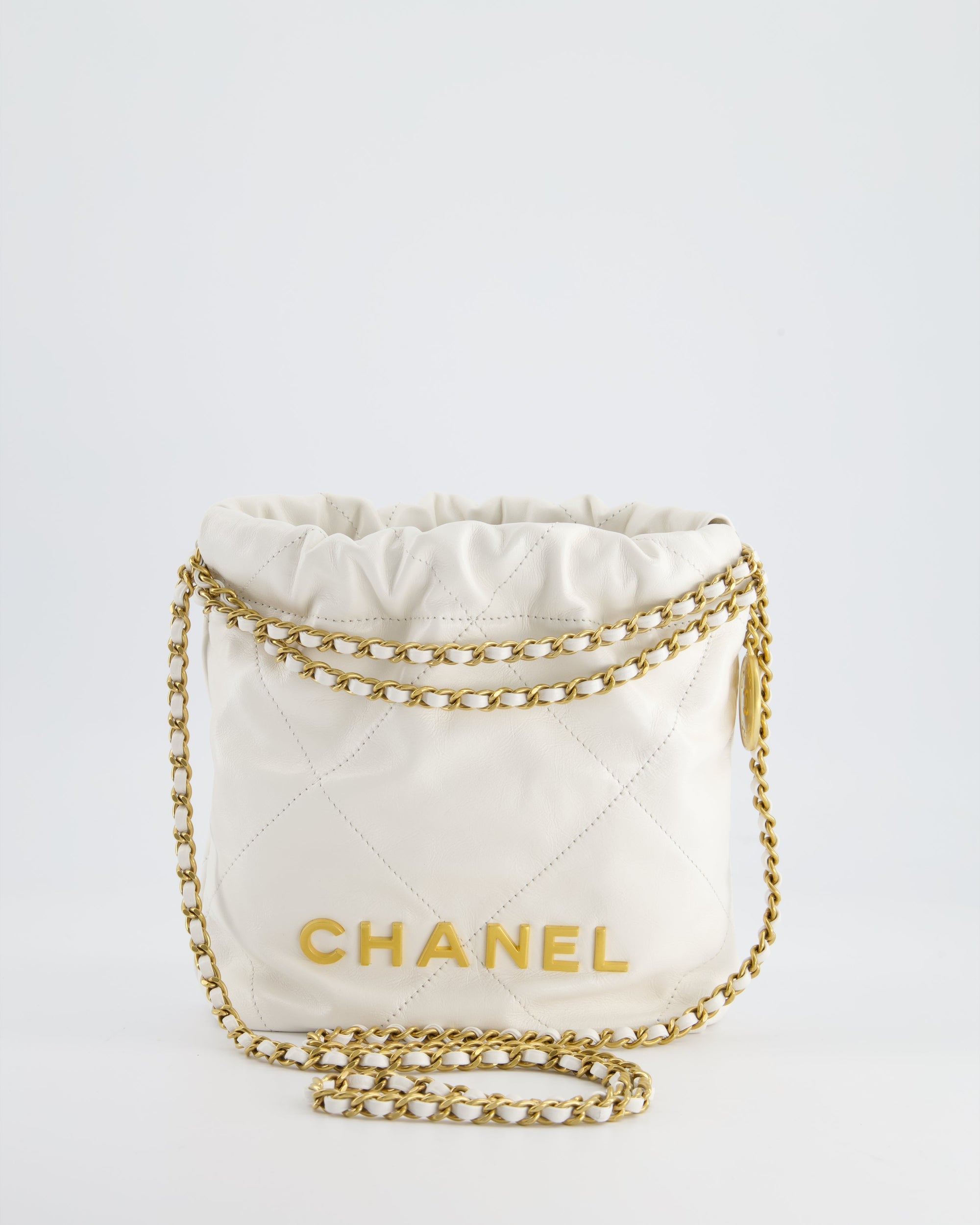 *HOT* CH Mini 22 Bag in White Calfskin with Gold Hardware