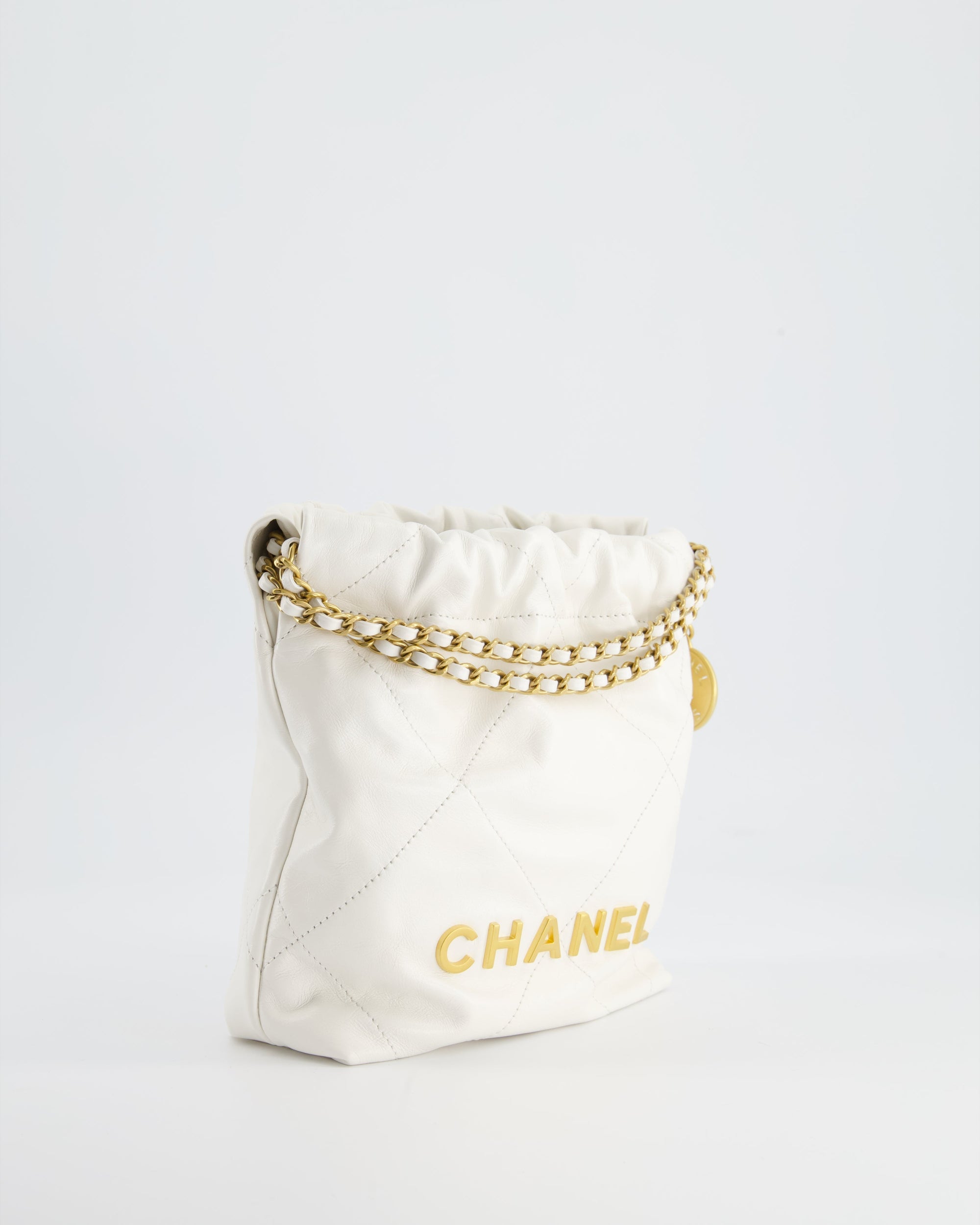 *HOT* CH Mini 22 Bag in White Calfskin with Gold Hardware