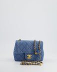 *HOT* CH Coco Crush Mini Square Flap Bag in Denim with Brushed Gold Hardware