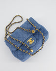 *HOT* CH Coco Crush Mini Square Flap Bag in Denim with Brushed Gold Hardware
