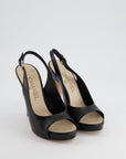 *FIRE PRICE* CH Black Open-Tie Sling Back with CC Stitched Logo Size EU 35.5