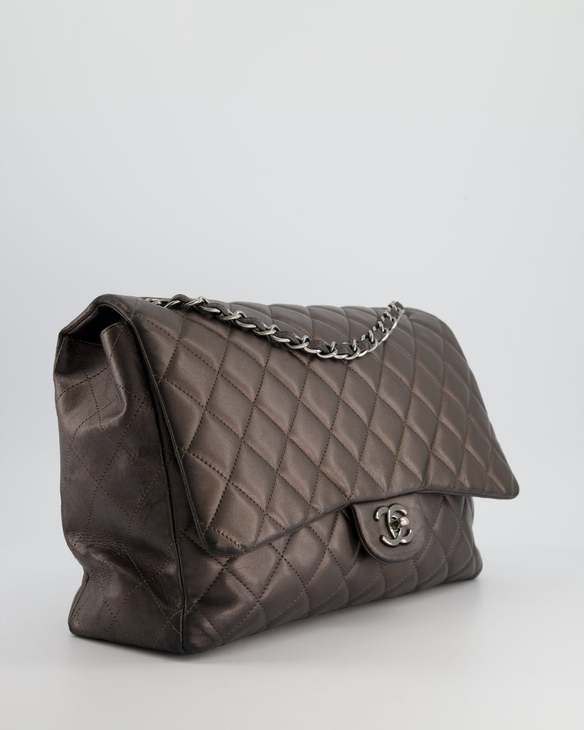 *FIRE PRICE* CH Bronze Metallic Classic Maxi Bag with Single Flap and Silver Hardware