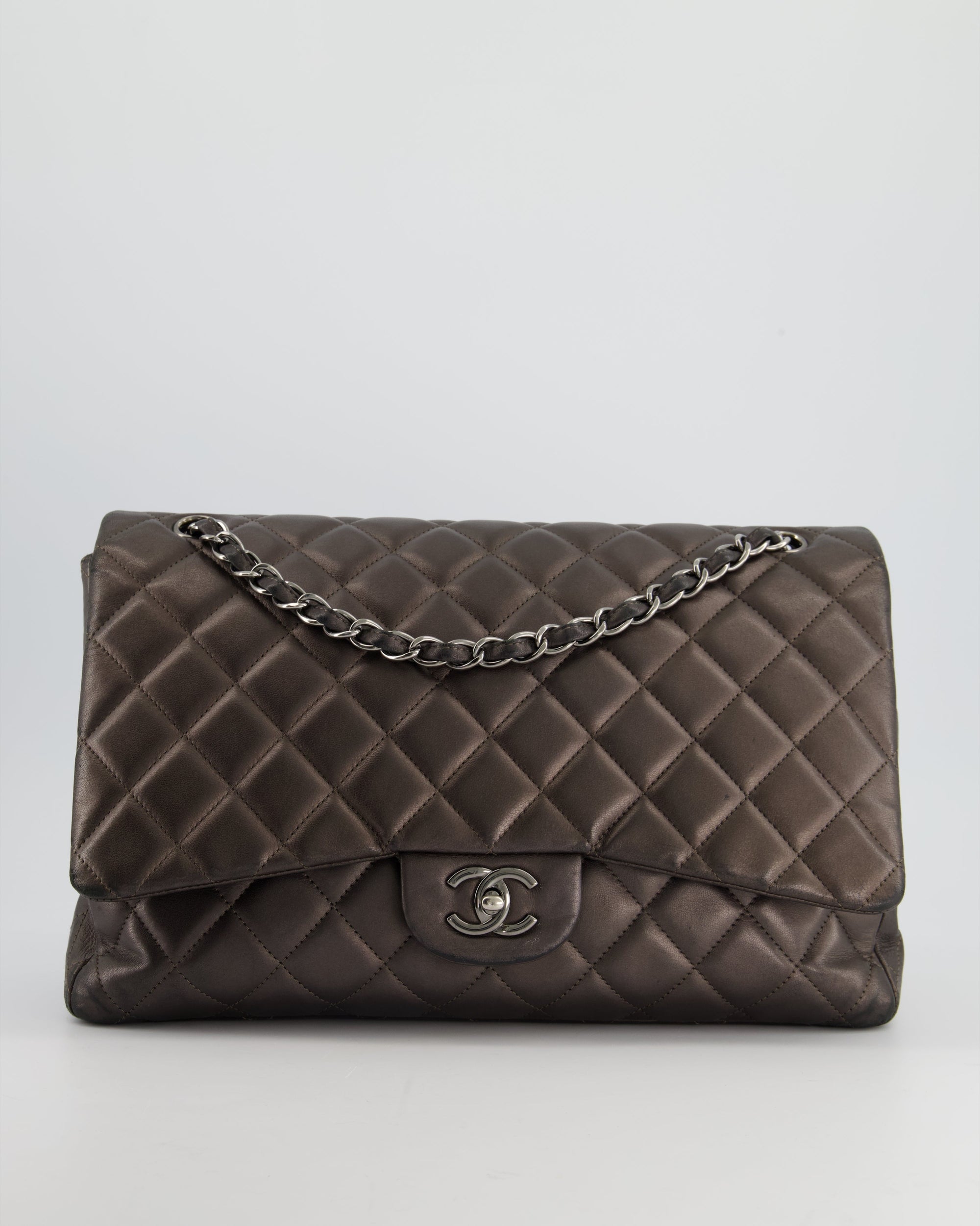 *FIRE PRICE* CH Bronze Metallic Classic Maxi Bag with Single Flap and Silver Hardware