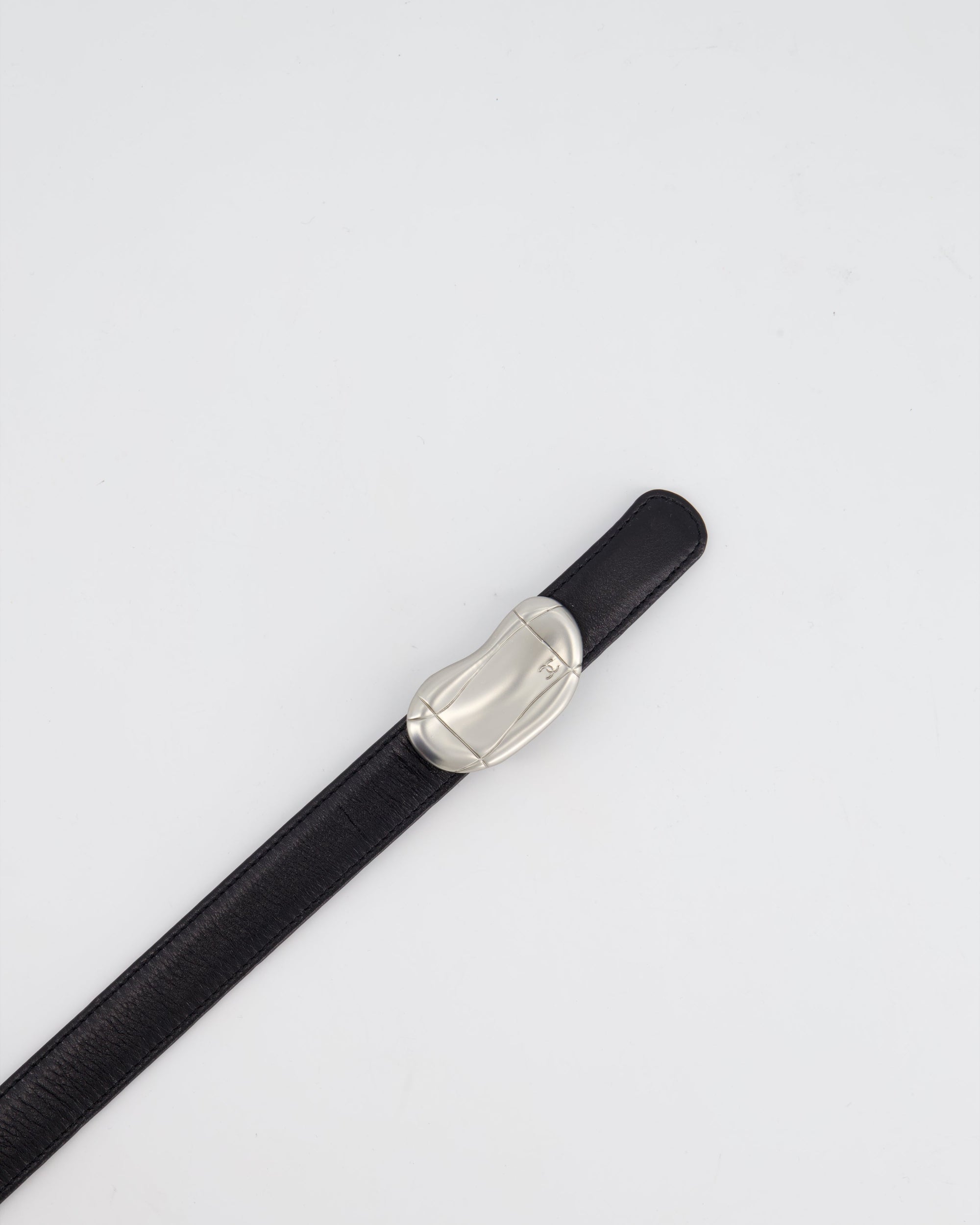 *RARE* CH 98P CoCo Bean CC Logo Motif Buckle Black Calfskin Leather Belt in 75cm