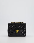 *RARE* CH Vintage Black Mini Square Flap Bag in Patent Leather with 24k Gold Hardware