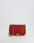 *FIRE PRICE* CH Red Boy Wallet on Chain in Quilted Lambskin Leather with Gold Hardware and Chain Detail