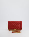 *FIRE PRICE* CH Red Boy Wallet on Chain in Quilted Lambskin Leather with Gold Hardware and Chain Detail