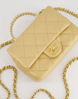 *CURRENT COLLECTION* CH Metallic Gold Mini Top Handle Bag in Calfskin Leather with Gold Hardware and Clear Perspex Handle Detail