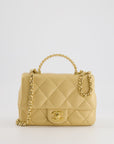 *CURRENT COLLECTION* CH Metallic Gold Mini Top Handle Bag in Calfskin Leather with Gold Hardware and Clear Perspex Handle Detail