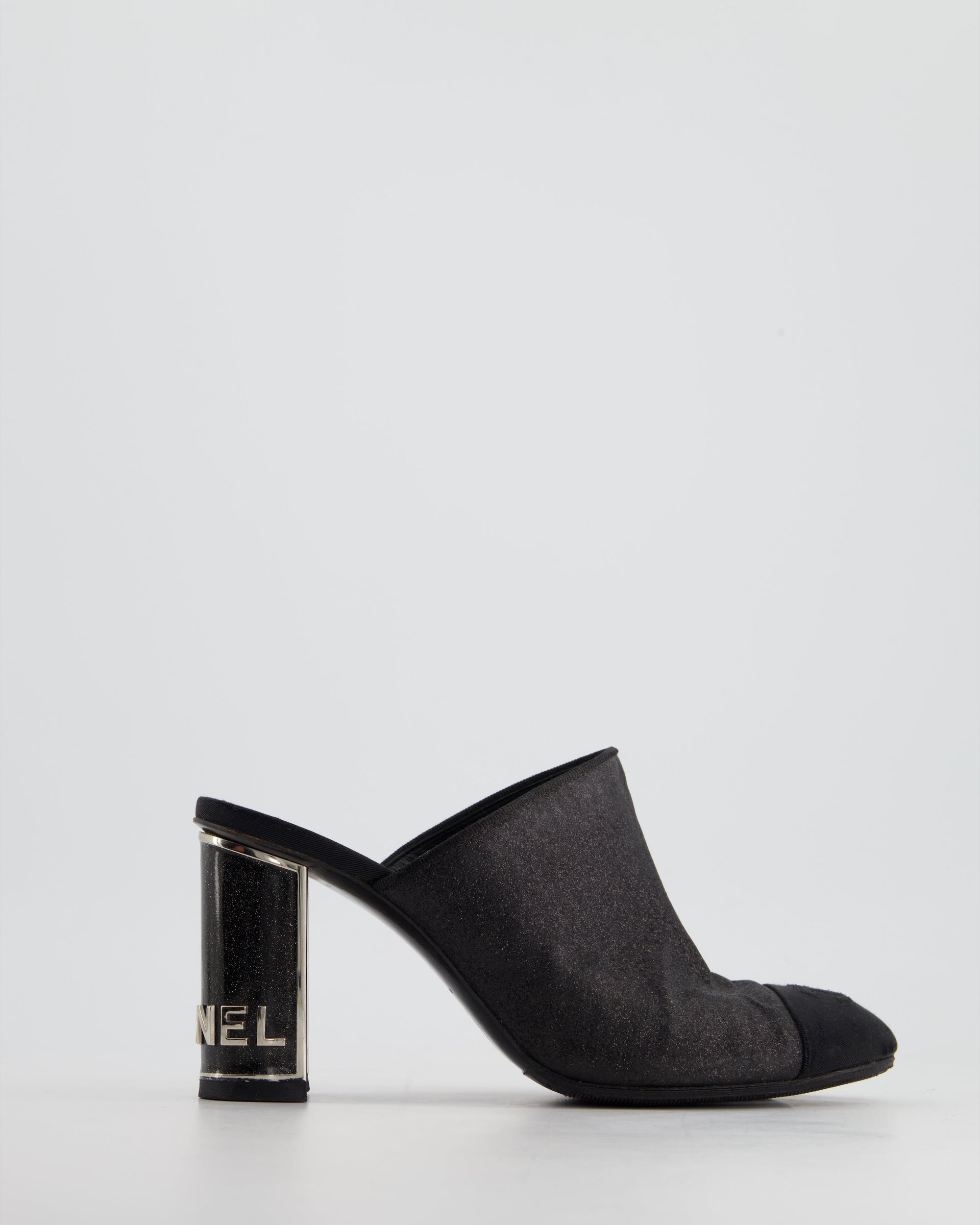 *FIRE PRICE* CH Black Embellished Mules with Silver Logo Size EU 37