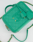 *HOT* CH Mint Green Medium CC Vanity Case Bag in Caviar Leather with Brushed Gold Hardware