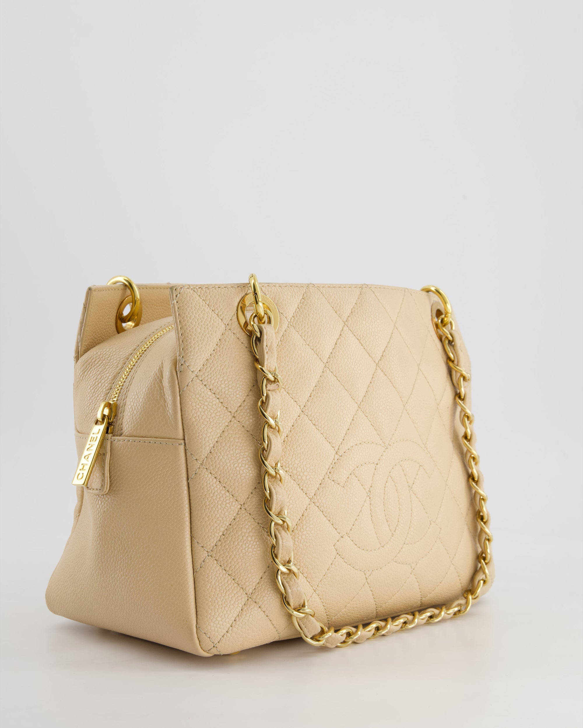 *RARE* CH Vintage Mini Beige GST Shopper Tote Bag in Caviar Leather with Gold Hardware