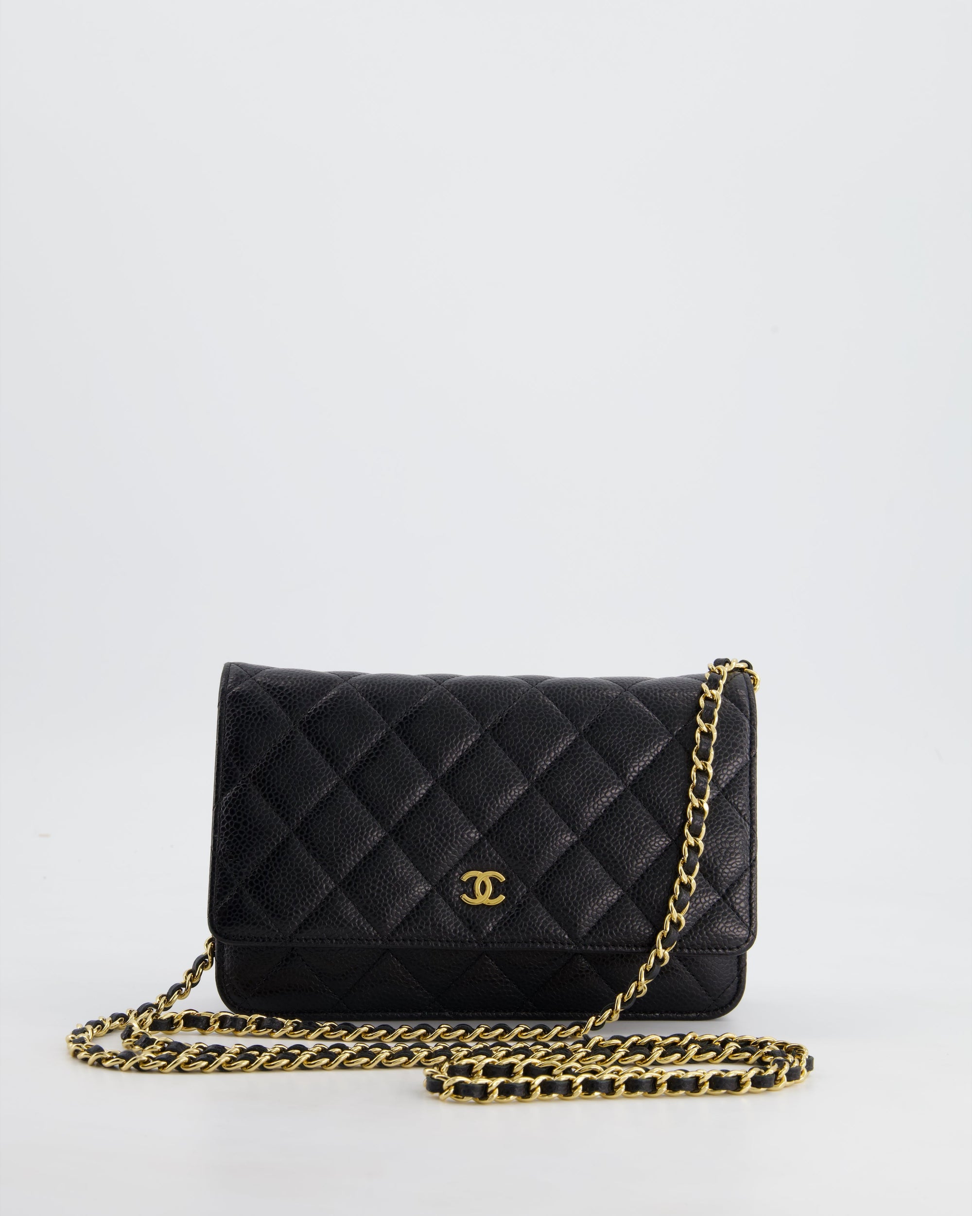 *HOT* CH Black Wallet on Chain in Caviar Leather with Gold Hardware