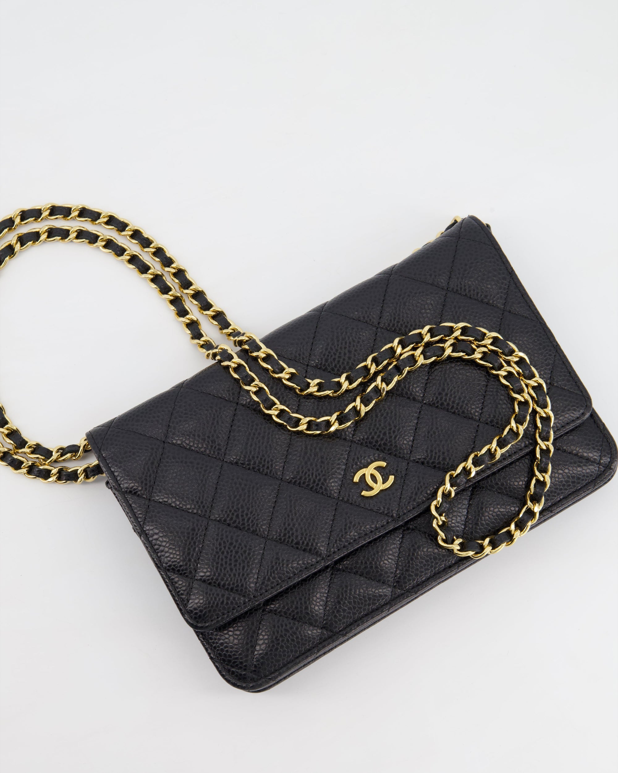 *HOT* CH Black Wallet on Chain in Caviar Leather with Gold Hardware