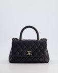 *FIRE PRICE* CH Black Small Caviar Quilted Coco Handle Flap Bag with Black Calfskin Handle and Ruthenium Hardware