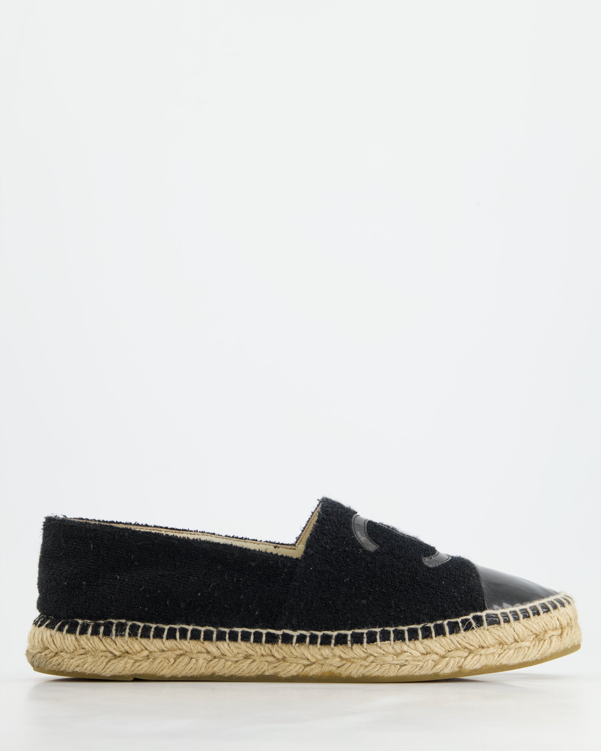 *FIRE PRICE* CH Black Terry CC Logo Espadrilles with Patent Leather Detail Size EU 42