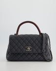 *RARE* CH Medium Coco Top Handle Bag Grey Caviar with Python Handle and Ruthenium Hardware