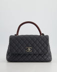 *RARE* CH Medium Coco Top Handle Bag Grey Caviar with Python Handle and Ruthenium Hardware