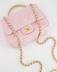 *CURRENT COLLECTION* CH Petal Pink Mini Top Handle Bag in Calfskin Leather with Gold Hardware and Clear Perspex Handle Detail